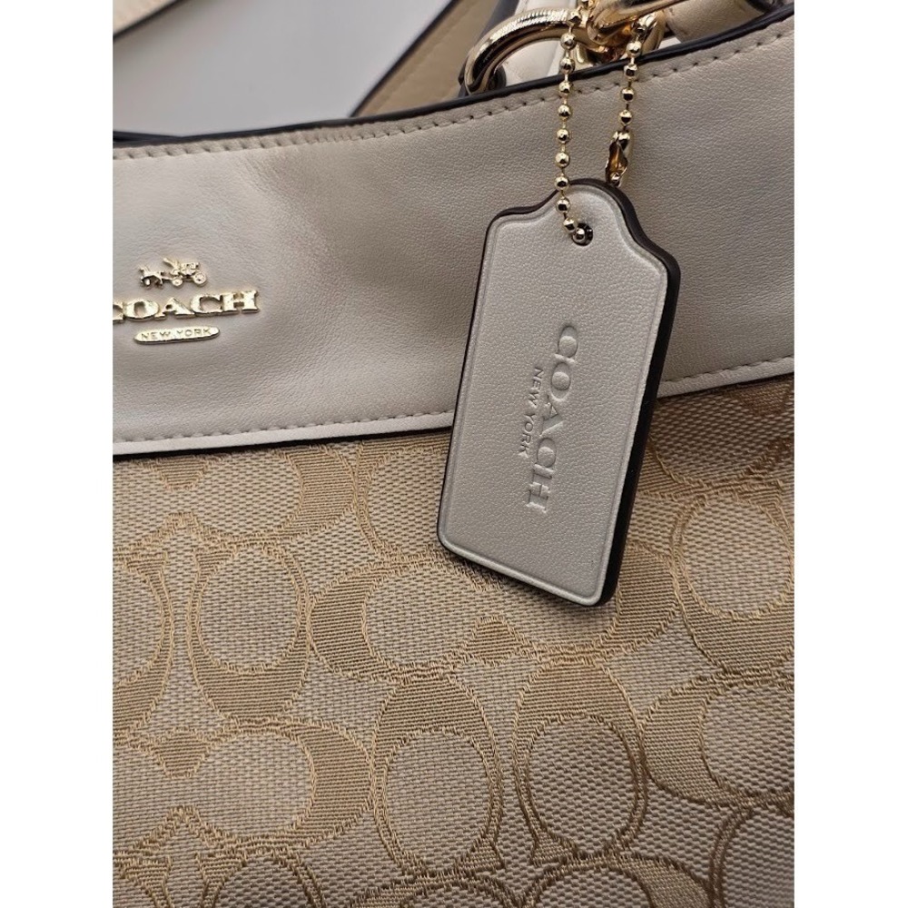 Coach F57612 Chalk White Khaki Lexy Hobo Bag Signature Jacquard Fabric & Leather - Picture 8 of 15
